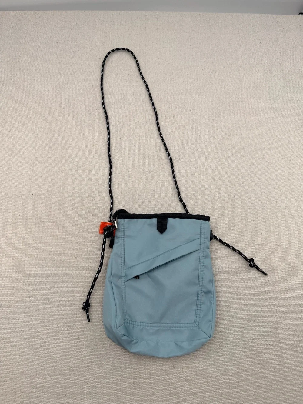 Light Blue Nylon Crossbody Pouch Bag